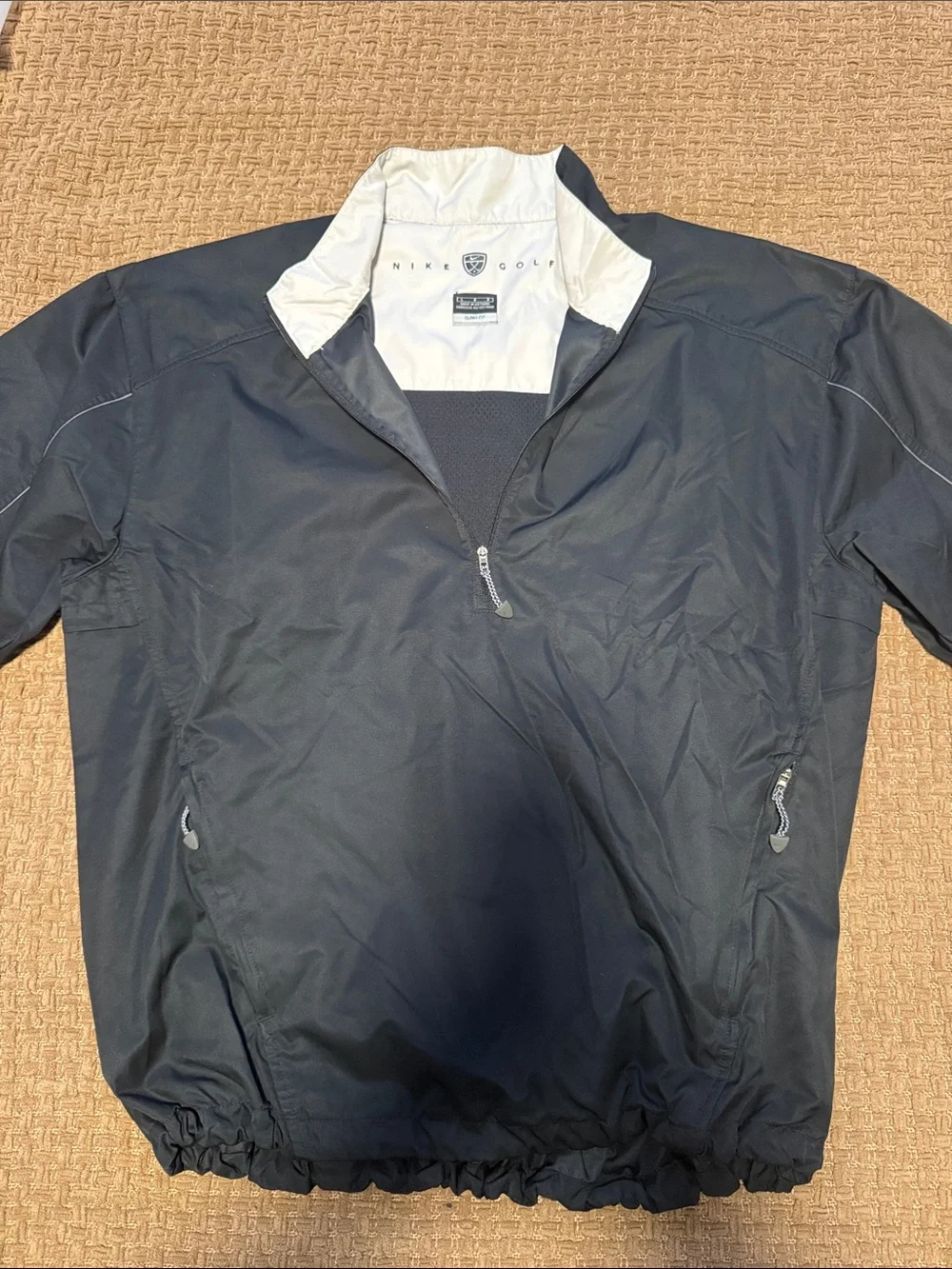 Nike Black Pullover Windbreaker with White Contrast Collar